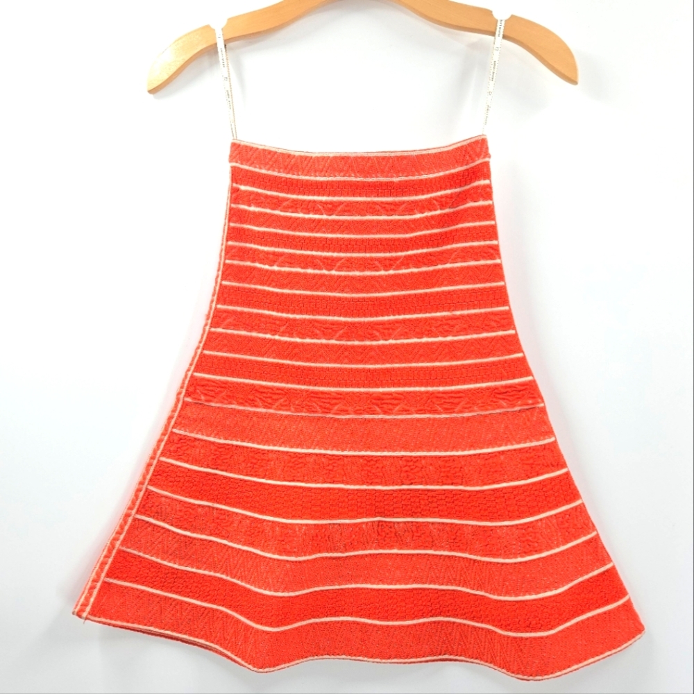 Herve Leger Telma Skirt Orange Knit Flare